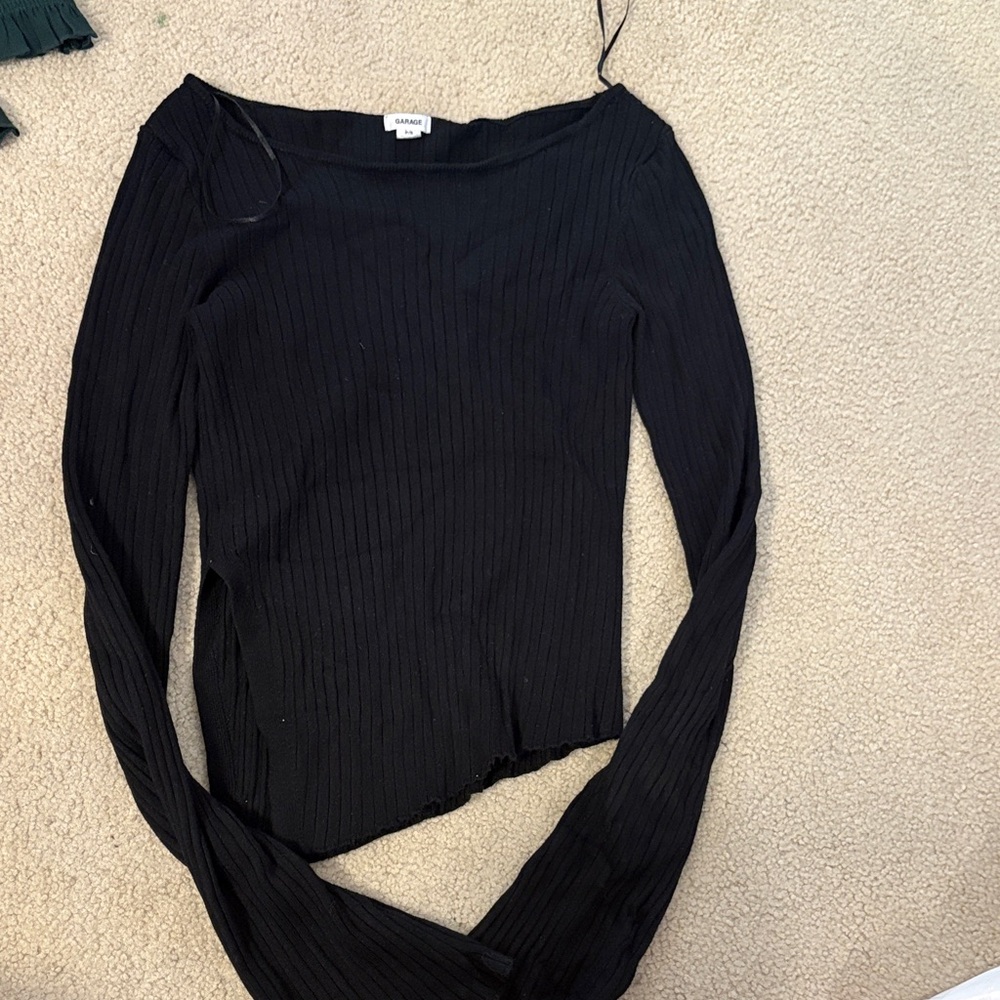 Black Ribbed Bodysuit
